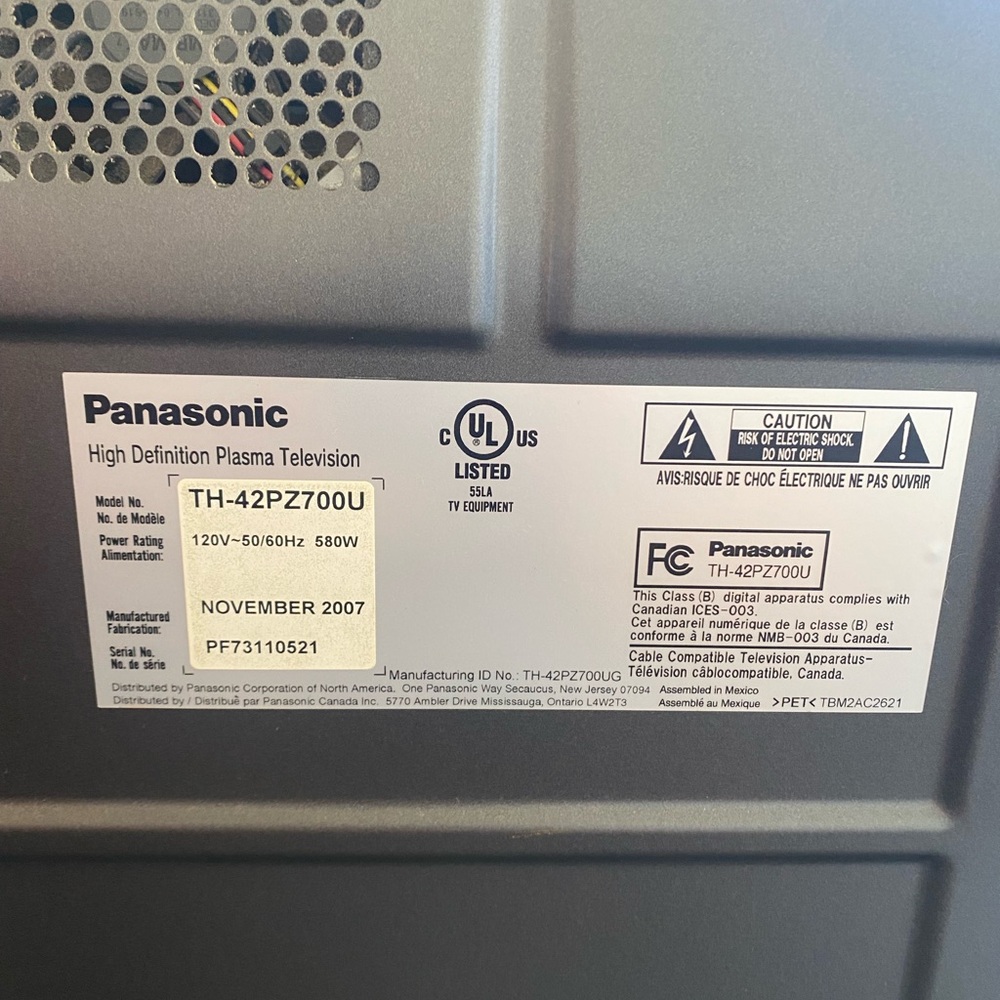 Panasonic Viera plasma HD tv